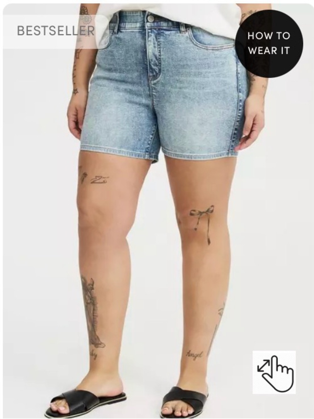 NWT Torrid Bombshell 5in Light Wash Blue Denim Jean Shorts With Sparkles!
